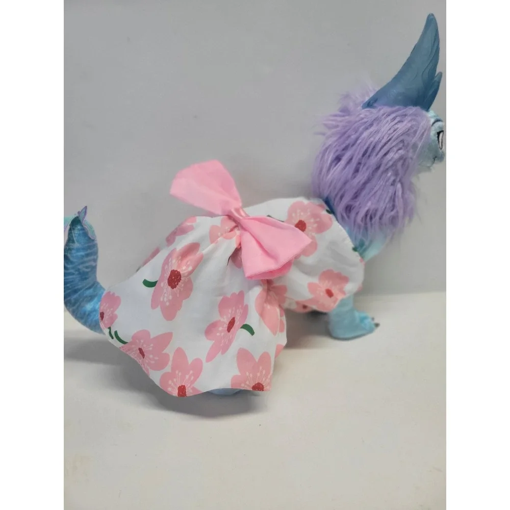 Floral Dog or cat Dress With Pink Bow Pet Apparel Small‎ Size